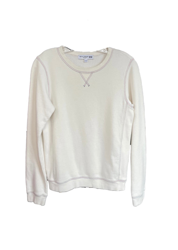 INES DE LA FRESSANGE UNIQLO Women's cream cotton sweatshirt w/ contrast stitching, S - Spec