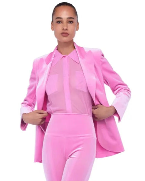 NORMA KAMALI Women's dusty pink velvet double breasted blazer, XS