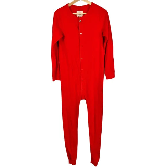 ARBORIST Unisex Adult red cotton "waffle-knit rouge onesie" union suit, NS