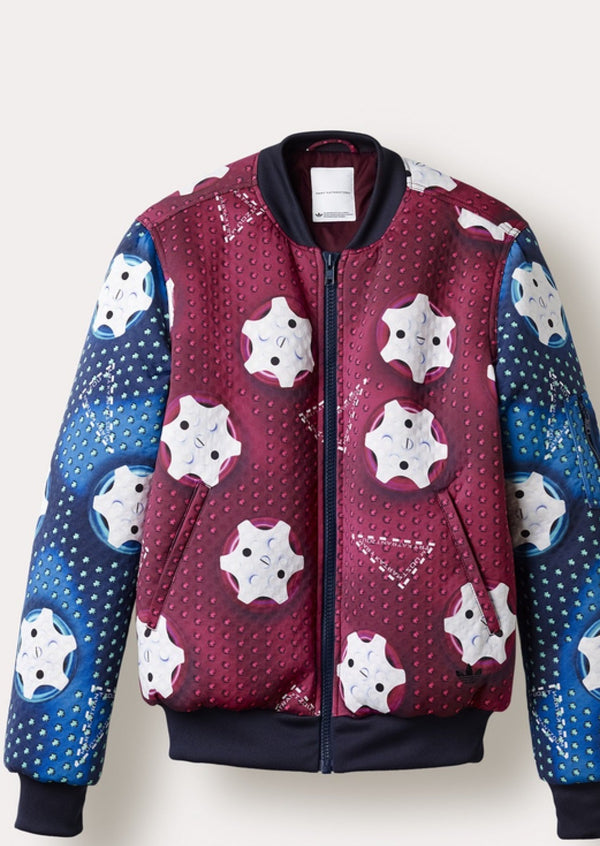 MARY KATRANTZOU x ADIDAS Originals Women's pink/blue padded neoprene bomber jacket, XS