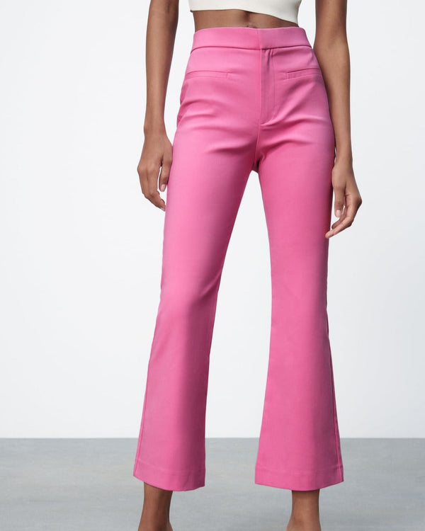 ZARA Women's pants pink cropped flared pants, S