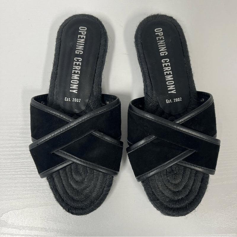OPENING CEREMONY Women's Alexx suede black slides, size 8.5