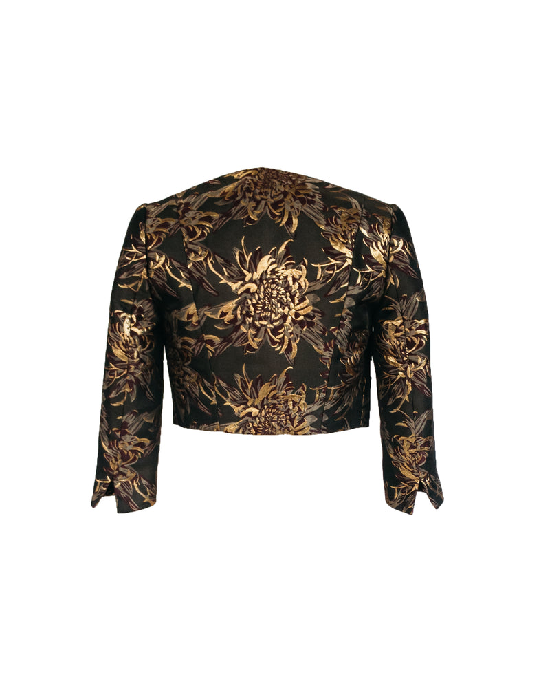 TED BAKER Women's black/gold/purple jacquard floral evening bolero, 0