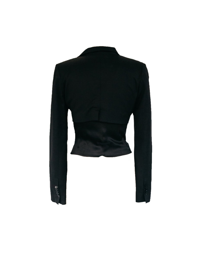 NOIR Women's black 1-piece fooler vest w/ cropped blazer, 12
