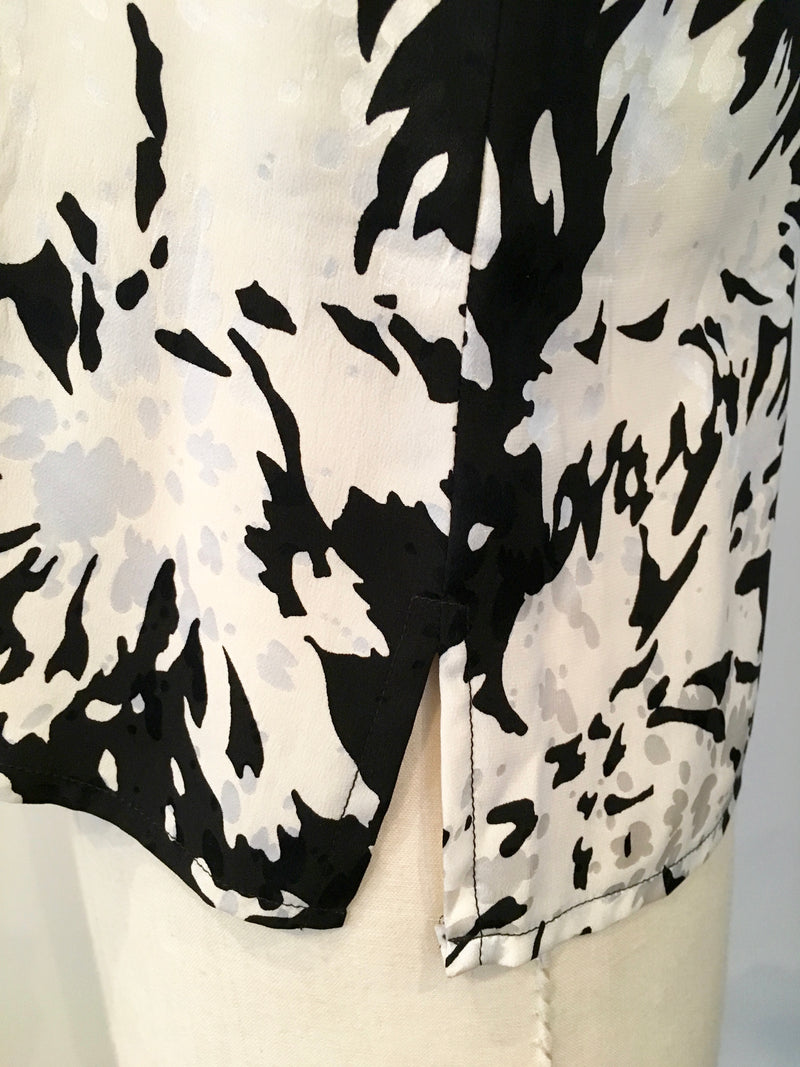 MR JAX VINTAGE '80's Women's black & cream floral patterned silk shell, 6