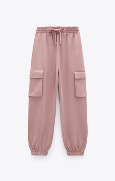 ZARA Women's pink cargo sweat pants, S