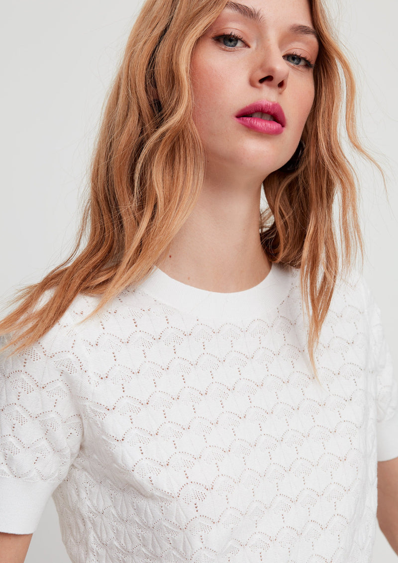 WILFRED W white pointelle knit OSMA pullover, XXS