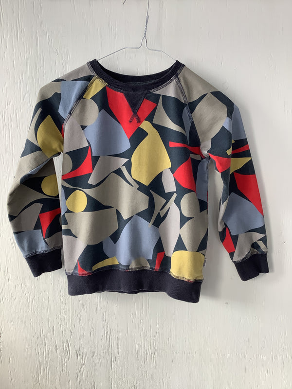WESC Boy's navy graphic abstract shapes printed long sleeve crewneck sweatshirt, 6