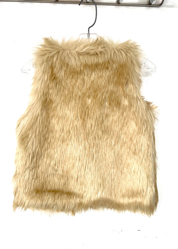 CREW CUTS sand honey faux fur sleeveless vest, M/L