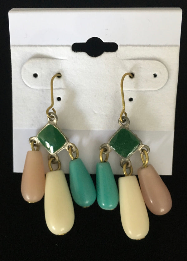 EARRINGS green/turquoise/beige/blush chandelier stone earrings