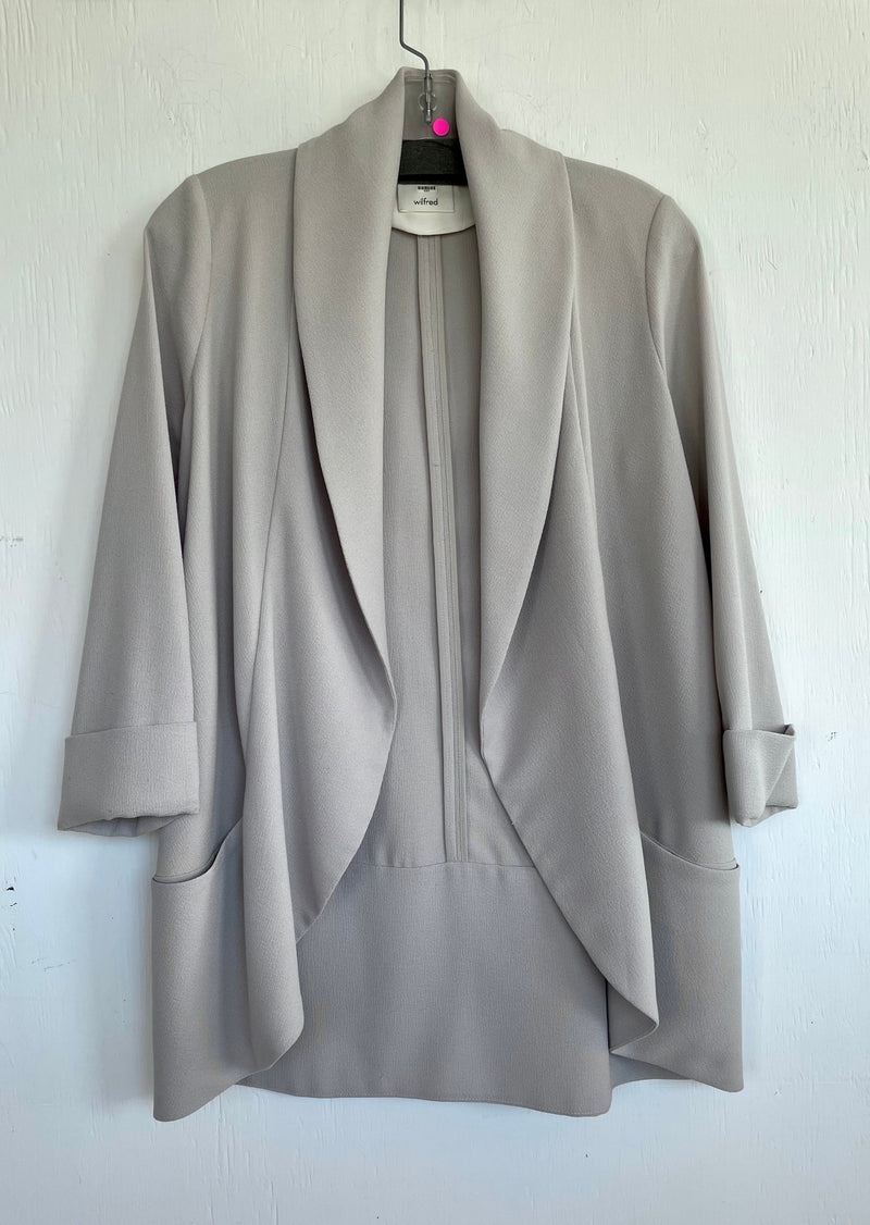 WILFRED Women's beige crepe open blazer w/ 3/4 length roll-up sleeves, 6