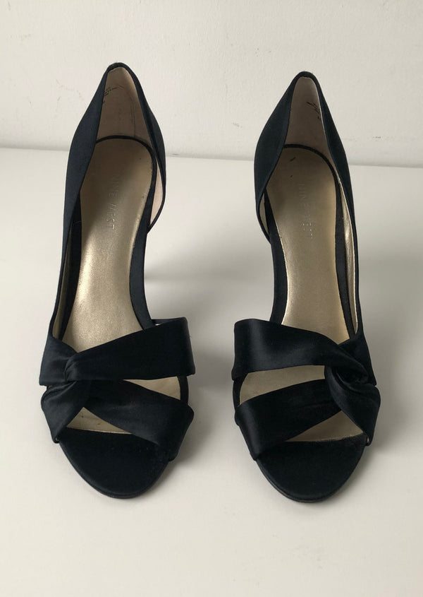 NINE WEST Women's black satin d'orsay pumps, 8.5