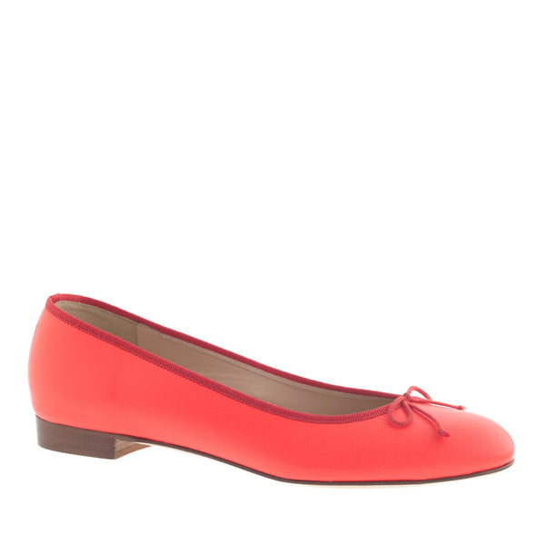 J CREW  Women's coral Kiki leather ballet flat w/ bow, 7.5