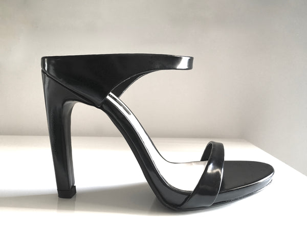 ZARA W shoe black 2 strap heeled mule, 8.5