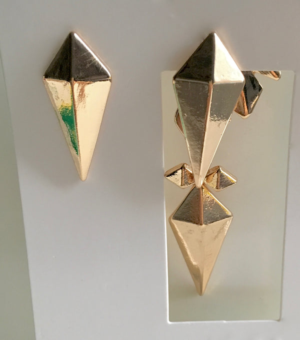 H&M goldtone shield asymetrical earrings