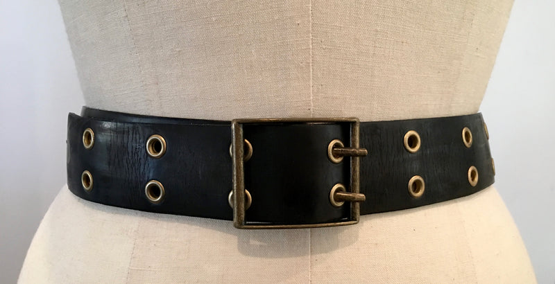 BELT W custom black military belt, M