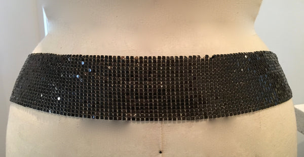 VINTAGE W pewter 2" chainmail belt, NS