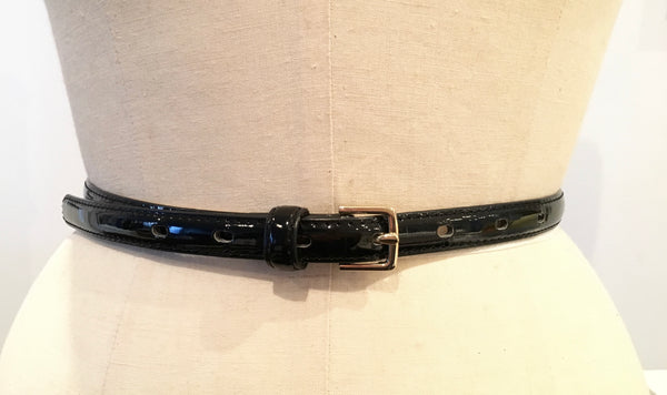 W BELT black skinny patent leather, S