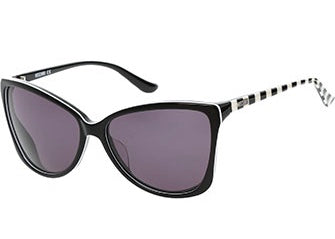 MOSCHINO black butterfly sunglasses with black & white striped arms