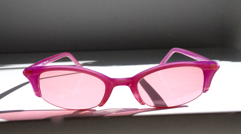 BEBE Y2K narrow pink cateye sunglasses w/ rose lenses