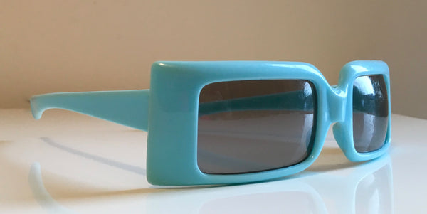 VINTAGE sunglasses aqua mod 1960's oversize plastic with smoked lens