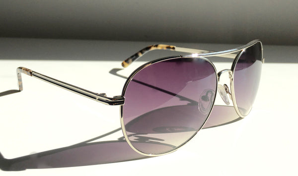 SUNGLASSES Silver aviators with grey ombre lenses