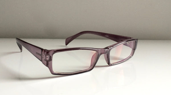 JOE FRESH mauve rectangular glasses w/ anti reflective lens