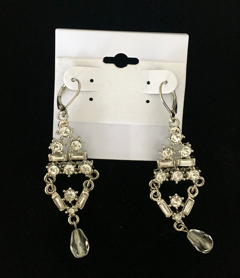 EARRINGS diamond shaped rhinestones and crystal drop earrings
