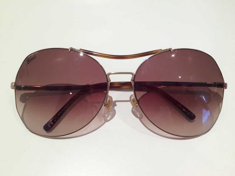 GUCCI Women's brown tortiose large aviator sunglasses