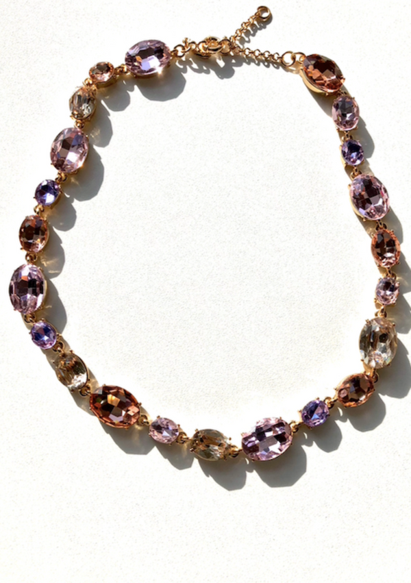 BANANA REPUBLIC gold tone necklace pink/purple/peach jem necklace