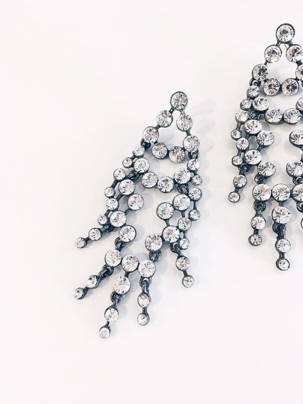 EARRINGS clear cubic zirconia layered chandelier earrings