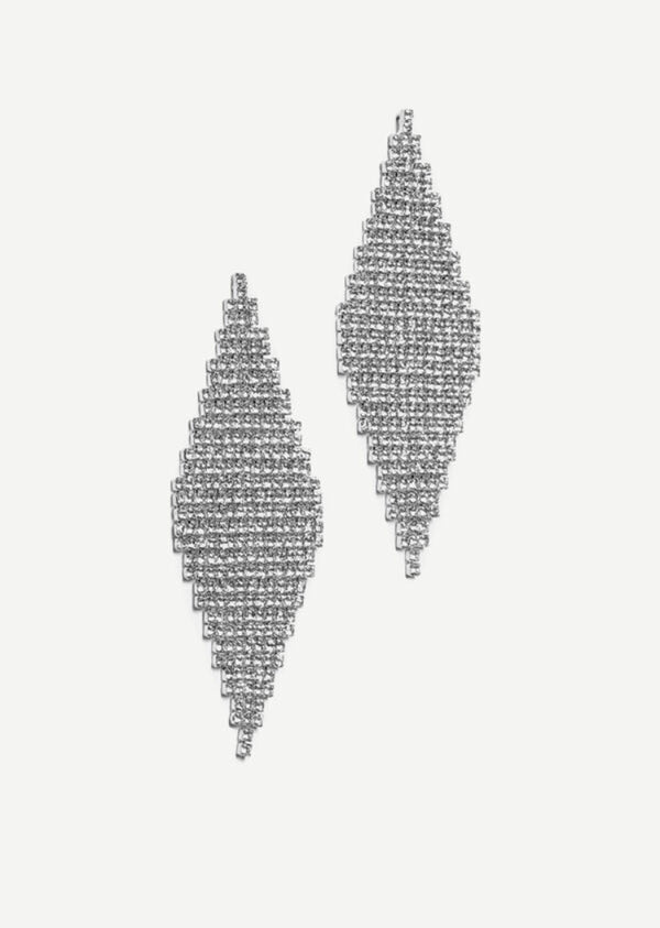 ZARA silver rhinestone diamond shape drop earrings