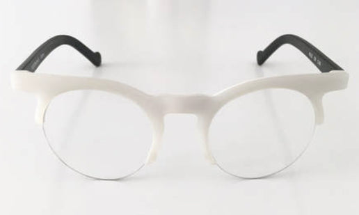 SEE MONDO white half frame anti reflective glasses w/ black arms