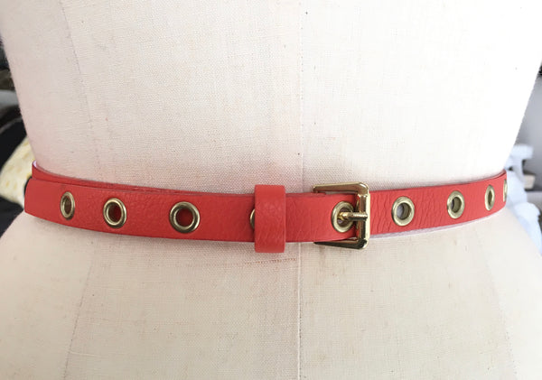CLUB MONACO Women's orange belt w/ gold grommets & buckle, S/M