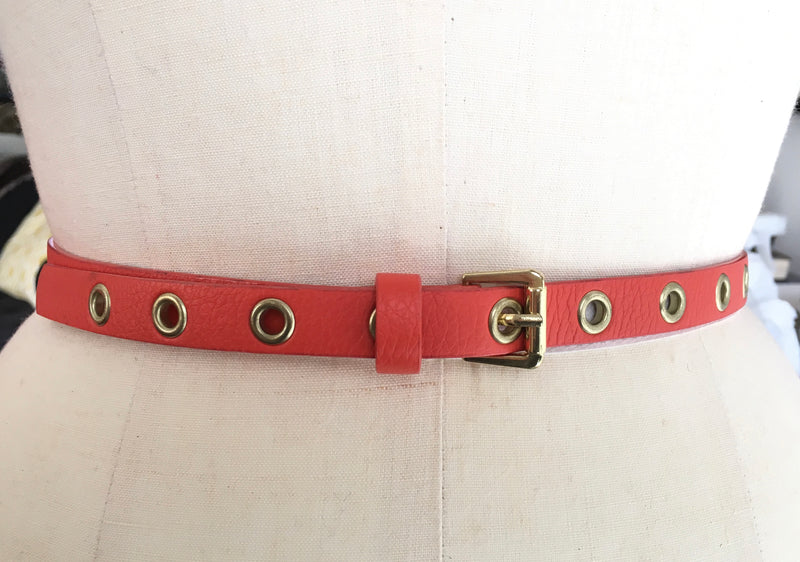 CLUB MONACO Women's orange belt w/ gold grommets & buckle, S/M