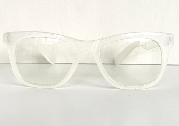 GLASSES white translucent plastic square frames