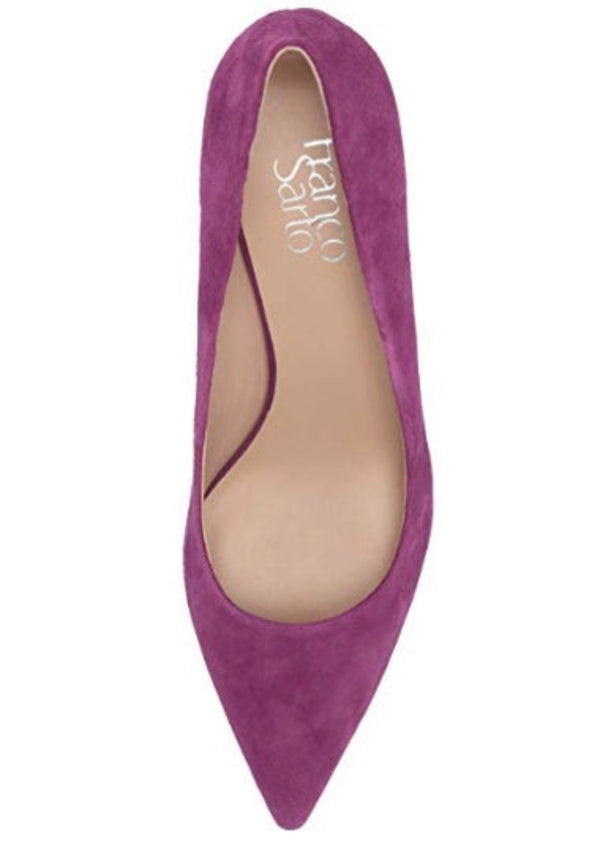 FRANCO SARTO purple suede kitten heel pumps 2.75", 8.5