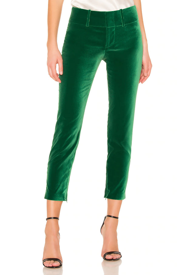 ALICE & OLIVIA Women's green velvet slim pant, O
