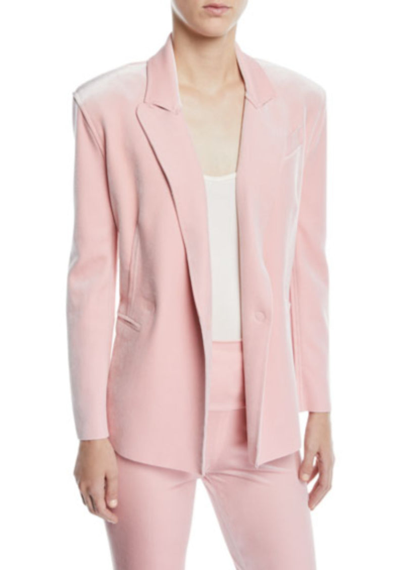 NORMA KAMALI Women's dusty pink velvet double breasted blazer, XS