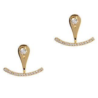 ALDO Gold plated rhinestone pave front-back earrings