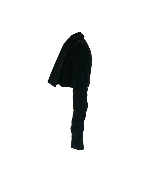 RINASCIMENTO Women's black satin lapel cropped blazer w/ long sleeves , L