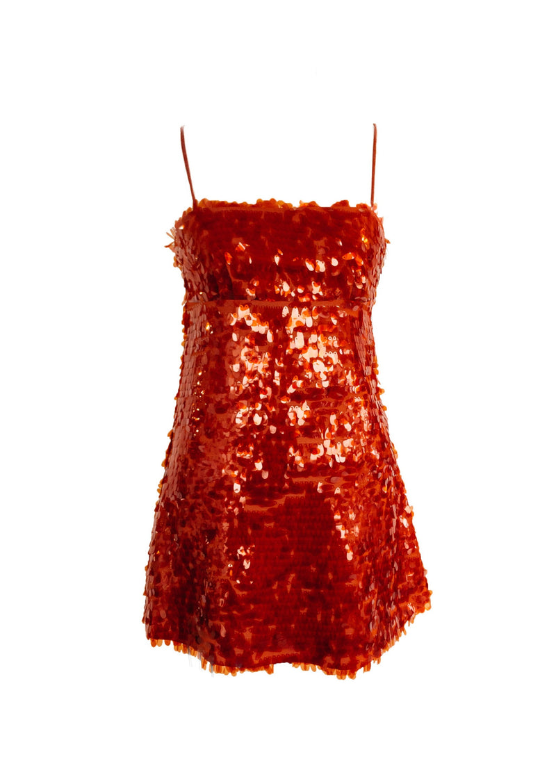 ZARA Women's red sequin a-line square neckline mini cocktail dress, XS