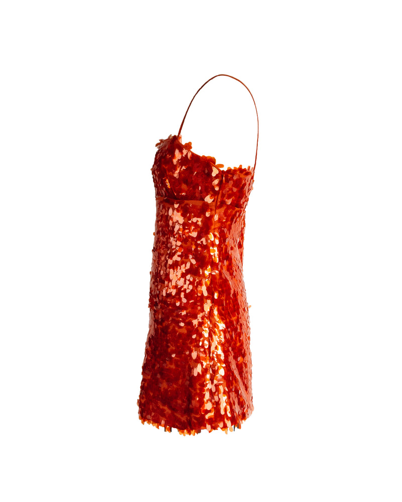 ZARA Women's red sequin a-line square neckline mini cocktail dress, XS