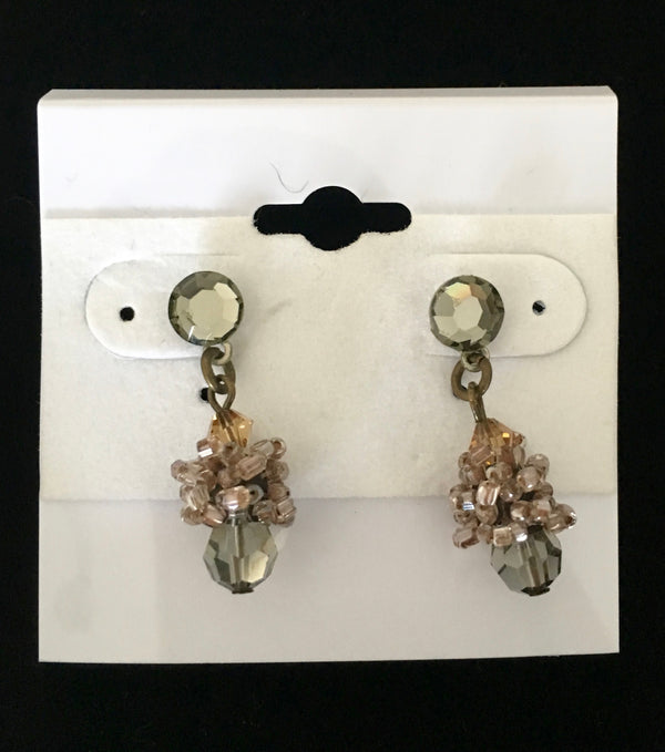 ERICSON BEAMON silver gray and blush crystal small drop earrings