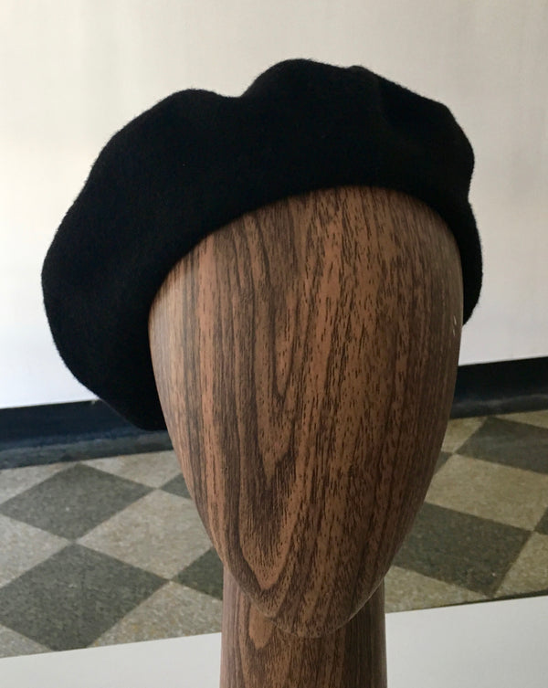 Unisex 100% wool black classic beret