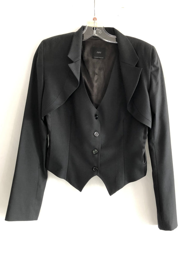NOIR Women's black 2-piece fooler vest w/ cropped blazer, 12