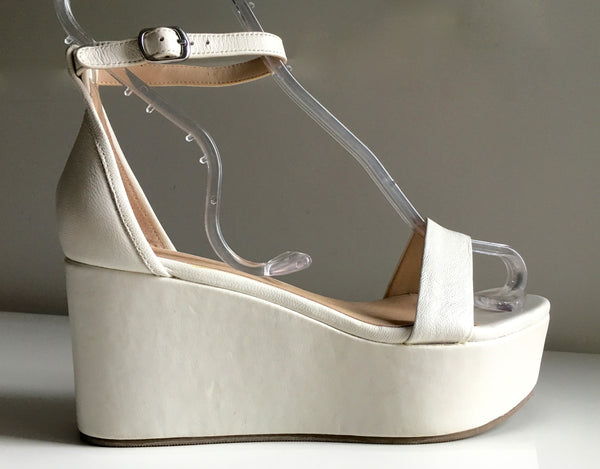JOE FRESH Women's white wedge platform sandal, 7