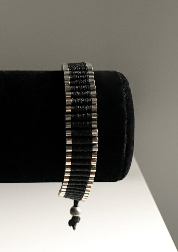 BRACELET silver & black "Links of London" style bracelet