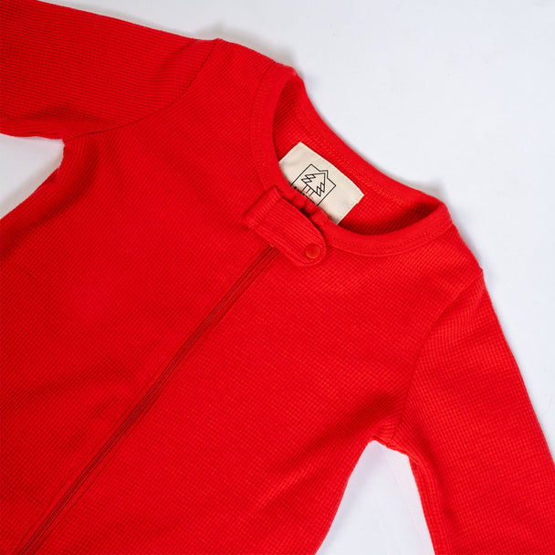 ARBORIST Unisex red cotton "waffle-knit rouge onesie" union suit, NS