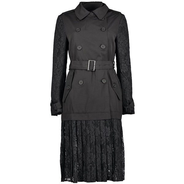 FRENCH CONNECTION Women's black trench w/ lace back & sleeves, 6